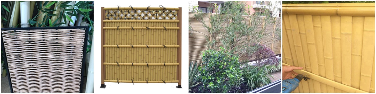 Synthetic wicker panel, bamboo panel, bamboo sheet for garden fencing use: