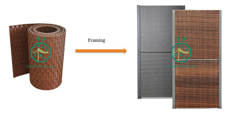 Framing of synthetic bamboo rolling mat to bamboo wall panel