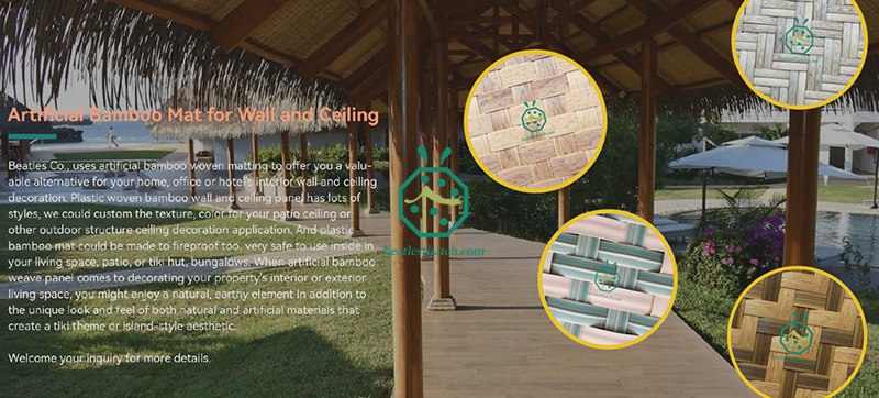 Artificial bamboo woven panels for various uses of wall and ceiling lining