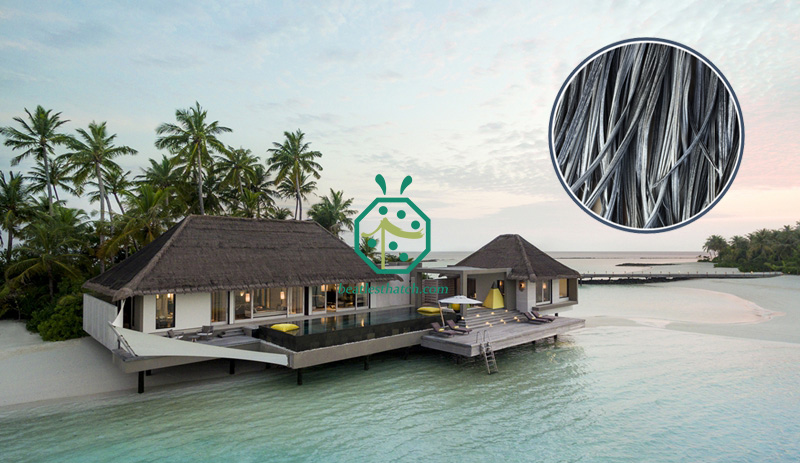 Bumbung jerami buatan sintetik untuk digunakan untuk restoran banglo hotel peranginan atas air