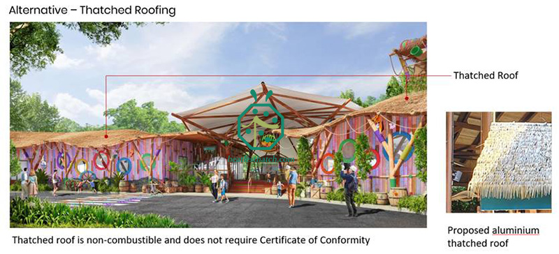 Reka bentuk bumbung jerami besi tiruan untuk taman zoo