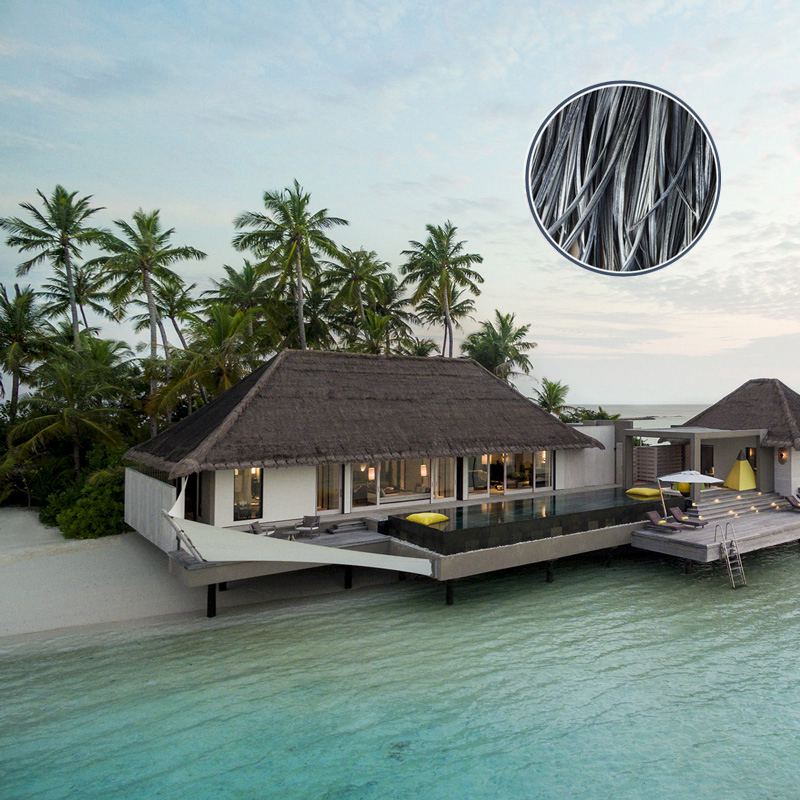 Kotej berbumbung atap jerami buatan Maldives untuk bilik tetamu