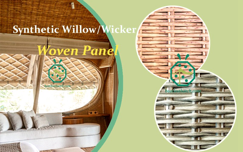 Synthetic wicker woven fencing panel Synthetic wicker woven fencing panel