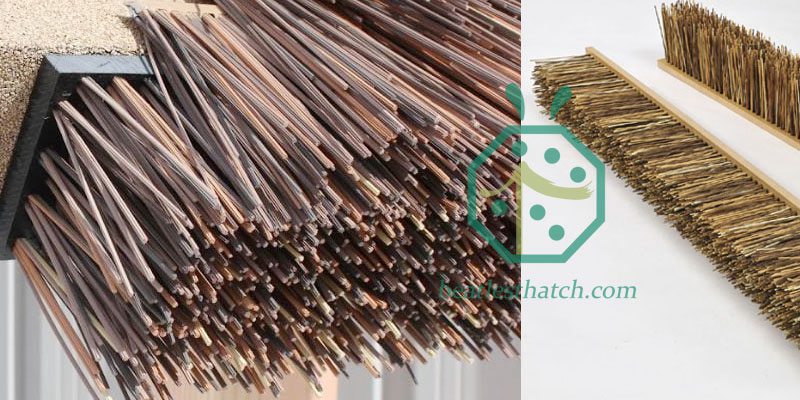 Synthetic thatch roof eave tile for cottage or gazebo construction