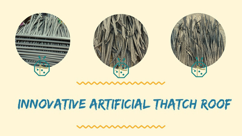 Synthetic banana leaf thatch for waterfront park landscape design