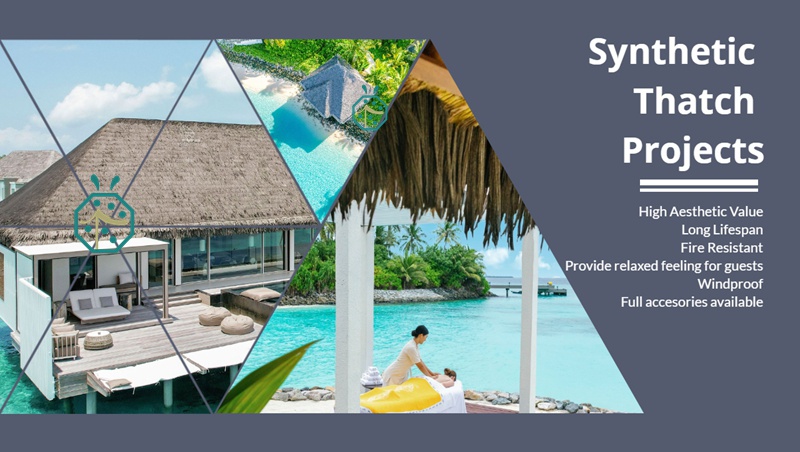 Durable artificial thatch roof tiles for beach tiki hut construction