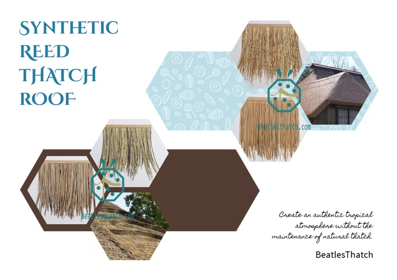 Synthetic reed thatch roof panels for safari park lodge thatch roof designs