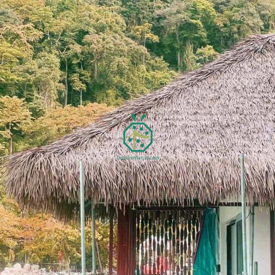 Hotel Villa Thatch Roof Renovation by Fire Resistant Synthetic Cadjad Thatch Roof Tiles