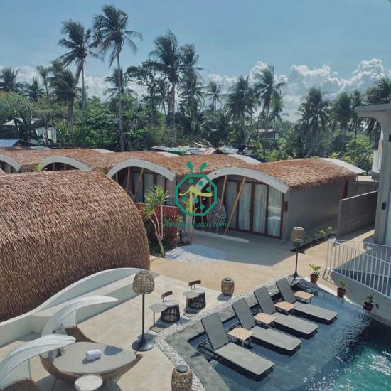 Resort Hotel Tiki Hut Synthetic Thatch Roofing New Caledonia